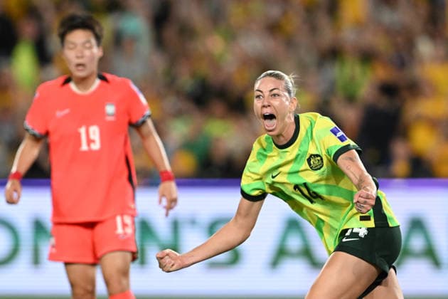 SOCCER ASIAN CUP AUSTRALIA SOUTH KOREA, Alanna Kennedy of Australia celebrates scoring the eqaliser goal during the AFC Women™s Asian Cup Group A match between Australia and South Korea at Accor Stadium in Sydney, Sunday, March 8, 2026. ( NO ARCHIVING, EDITORIAL USE ONLY SYDNEY NEW SOUTH WALES AUSTRALIA  Copyright: xDEANxLEWINSx 20260308113624650012