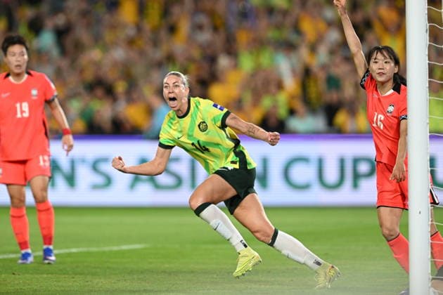 SOCCER ASIAN CUP AUSTRALIA SOUTH KOREA, Alanna Kennedy of Australia celebrates scoring the eqaliser goal during the AFC Women™s Asian Cup Group A match between Australia and South Korea at Accor Stadium in Sydney, Sunday, March 8, 2026. ( NO ARCHIVING, EDITORIAL USE ONLY SYDNEY NEW SOUTH WALES AUSTRALIA  Copyright: xDEANxLEWINSx 20260308125211729285