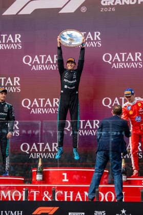 F1 Australian Grand Prix - Podium GEORGE RUSSELL (GBR) of Mercedes-AMG PETRONAS Formula One Team 63 ANDREA KIMI ANTONELLI (ITA) of Mercedes-AMG PETRONAS Formula One Team 12 and CHARLES LECLERC (MON) of Scuderia Ferrari HP 16 on the podium on Sunday during the 2026 Formula 1 Qatar Airways Australian Grand Prix at the Albert Park Circuit, Melbourne, Australia on March 8, 2026. Photo by Antoine Lapeyre ABACAPRESS.COM Melbourne Australia  Copyright: xLapeyrexAntoine ABACAx