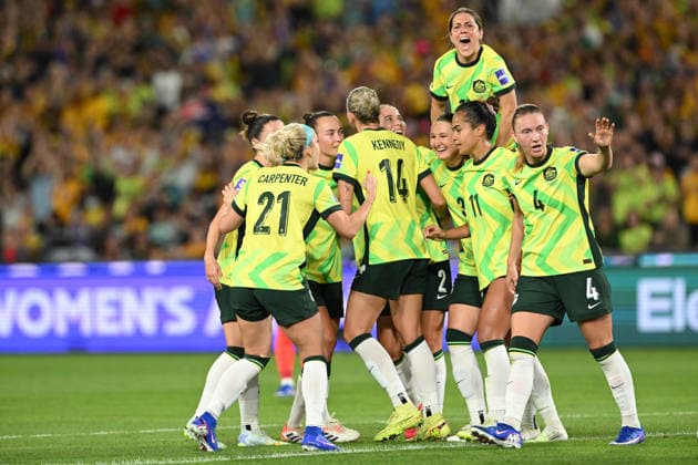 SOCCER ASIAN CUP AUSTRALIA SOUTH KOREA, Alanna Kennedy of Australia celebrates scoring the eqaliser goal with her team mates during the AFC Women™s Asian Cup Group A match between Australia and South Korea at Accor Stadium in Sydney, Sunday, March 8, 2026. ( NO ARCHIVING, EDITORIAL USE ONLY SYDNEY NEW SOUTH WALES AUSTRALIA  Copyright: xDEANxLEWINSx 20260308136079384827