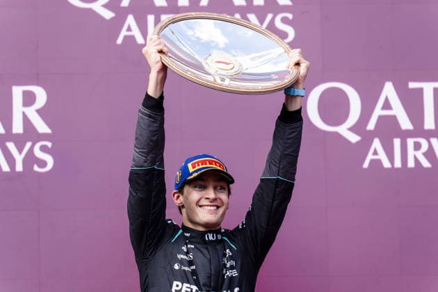 Podium of the race (63) George Russell (GBR) - Mercedes-AMG PETRONAS F1 Team - Mercedes W17 - Mercedes E Performance during the Race of Formula 1 Qatar Airways Australian Grand Prix 2026 at Albert Park Circuit in Melbourne, Australia. Round 1 of the 2026 FIA Formula One World Championship, WM, Weltmeisterschaft held March 6-8, 2026. The Albert Park street circuit hosts the season opener for the 40th time in its F1 history. Formula 1 Qatar Airways Australian Grand Prix 2026 - Round 1 - Albert Park Circuit F1-2026-R01-AUS