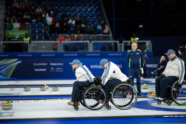 260308 Geir Arne Skogstad, Ole Fredrik Syversen and Ingrid Djupskas of Norway compete in the wheelchair curling mixed round robin session between Norway and Slovakia during day 1 of the Milano Cortina 2026 Winter Paralympic Games on March 8, 2026 in Cortina. Photo: Maxim ThorÃ BILDBYRAN kod MT MT1012 wheelchair curling rullstolscurling paralympic games paralympics paralympiska spel paralympiske leker vinter-paralympics winter paralympics milano cortina 2026 milano cortina 2026 winter paralympic games 2 bbeng norge *** 260308 Geir Arne Skogstad, Ole Fredrik Syversen and Ingrid Djupskas of Norway compete in the wheelchair curling mixed round robin session between Norway and Slovakia during day 1 of the Milano Cortina 2026 Winter Paralympic Games on March 8, 2026 in Cortina Photo Maxim ThorÃ BILDBYRAN kod MT MT1012 wheelchair curling rullstolscurling paralympic games paralympiska spel paralympiske leker vinter paralympics winter paralympics milano cortina 2026 milano cortina 2026 winter paralympic games 2 bbeng norge  Copyright: MAXIMxTHORE BB260308MT021
