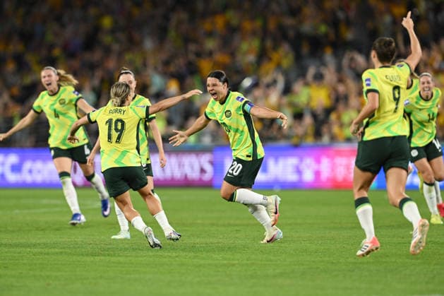 SOCCER ASIAN CUP AUSTRALIA SOUTH KOREA, Samantha Kerr of Australia celebrates her goal during the AFC Women™s Asian Cup Group A match between Australia and South Korea at Accor Stadium in Sydney, Sunday, March 8, 2026. ( NO ARCHIVING, EDITORIAL USE ONLY SYDNEY NEW SOUTH WALES AUSTRALIA  Copyright: xDEANxLEWINSx 20260308133571088333