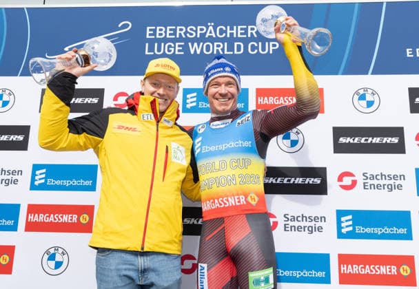 picture: Overall World Cup Winner: Felix Loch (GER) and place 2: Max Langenhan (GER) 08.03.2026 luge 9. FIL Eberspächer Luge World Cup, SachsenEnergie Ice Track Altenberg, Sachsen, Germany (GER) Men™s Singles photographer: FIL Michael Kristen *** picture Overall World Cup Winner Felix Loch GER and place 2 Max Langenhan GER 08 03 2026 luge 9 FIL Eberspächer Luge World Cup, SachsenEnergie Ice Track Altenberg, Sachsen, Germany GER Men™s Singles photographer FIL Michael Kristen