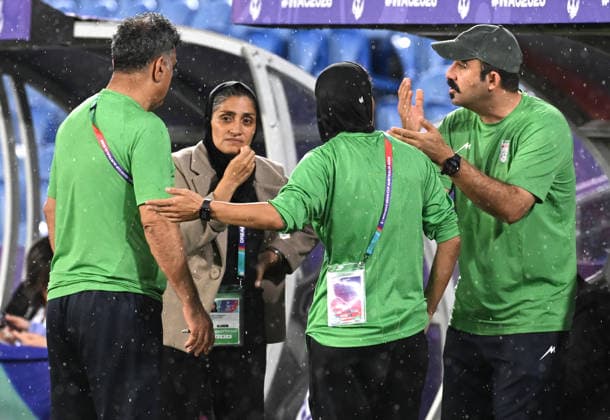 SOCCER ASIAN CUP IRAN PHILIPPINES, Iran team official react toward coach Marziyeh Jafari during the AFC Women™s Asian Cup Group A match between Iran and Philippines at Gold Coast Stadium on the Gold Coast, Sunday, March 8, 2026. ( NO ARCHIVING, EDITORIAL USE ONLY GOLD COAST QUEENSLAND AUSTRALIA  Copyright: xDAVExHUNTx 20260308185764666870