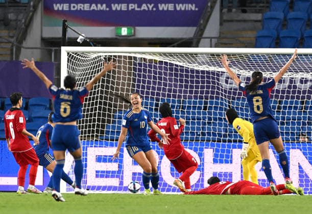 SOCCER ASIAN CUP IRAN PHILIPPINES, Chandler McDaniel of the Philippines (centre) reacts after scoring a goal during the AFC Women™s Asian Cup Group A match between Iran and Philippines at Gold Coast Stadium on the Gold Coast, Sunday, March 8, 2026. ( NO ARCHIVING, EDITORIAL USE ONLY GOLD COAST QUEENSLAND AUSTRALIA  Copyright: xDAVExHUNTx 20260308146921326578