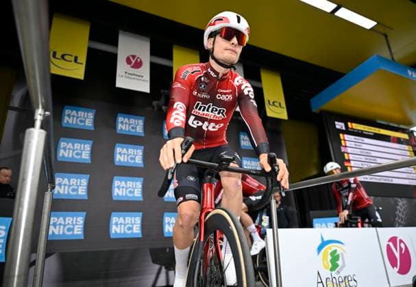 Paris Nice 2026 Stage 1 CARRIERES-SOUS-POISSY, FRANCE - MARCH 08 : Grignard Sebastien (BEL) of Lotto - Intermarche during stage 1 of the 84th edition of Paris - Nice an UCI World Tour 2.UWT cycling road race stage for Men Elite of 171.2 km with start in Acheres and finish in Carrieres-sous-Poissy on March 8, 2026 in Carrieres-sous-Poissy, France, 08 03 2026 ( Motordriver Guy De Vuyst - Carrieres-sous-Poissy France  Copyright: xNicoxVereeckenx