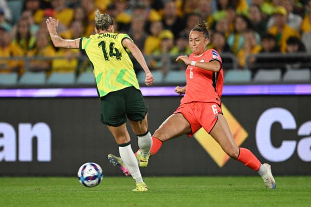 SOCCER ASIAN CUP AUSTRALIA SOUTH KOREA, Casey Phair of South Korea and Alanna Kennedy of Australia during the AFC Women™s Asian Cup Group A match between Australia and South Korea at Accor Stadium in Sydney, Sunday, March 8, 2026. ( NO ARCHIVING, EDITORIAL USE ONLY SYDNEY NEW SOUTH WALES AUSTRALIA  Copyright: xDEANxLEWINSx 20260308189618206690
