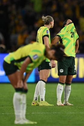 SOCCER ASIAN CUP AUSTRALIA SOUTH KOREA, Samantha Kerr of Australia reacts following their loss to South Korea during the AFC Women™s Asian Cup Group A match between Australia and South Korea at Accor Stadium in Sydney, Sunday, March 8, 2026. ( NO ARCHIVING, EDITORIAL USE ONLY SYDNEY NEW SOUTH WALES AUSTRALIA  Copyright: xDEANxLEWINSx 20260308177577706839