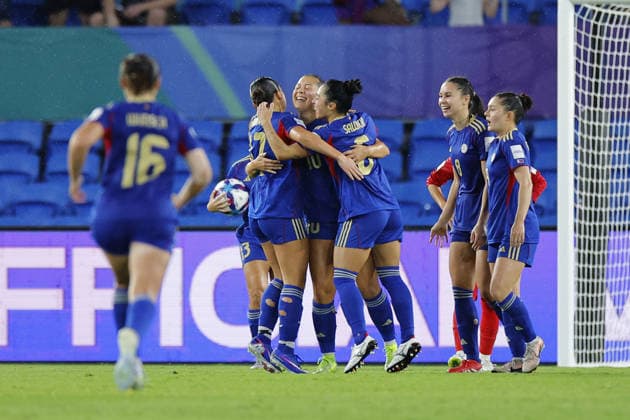 GOLD COAST, AUSTRALIA - MARCH 08 Chandler McDaniel (10 Philippines) celebrates after scoring a goal during the Womens Asian Cup match between Islamic Republic of Iran and Philippines at the Gold Coast Stadium on March 08 2026 in Gold Coast, Australia Copyright: xMatthewxStarlingx xSPPx Sportspressphoto_SPR104923