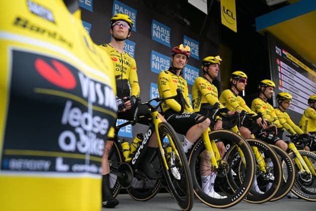 Danish Jonas Vingegaard of Team Visma-Lease a Bike pictured at the start of the first stage of 84th edition of the Paris-Nice cycling race, 170,9 km from Archeres to Carrieres-sous-Poissy, Sunday 08 March 2026. DAVIDxPINTENS  x166841328x