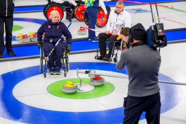 CORTINA, ITALIEN 20260308 Kristina Ulander under söndagens curlingmatch mixad mellan Sverige och Litauen i Paralympics pa Cortina Curling Olympic Stadium. CORTINA ITALIEN 2026 x10500x *** CORTINA, ITALY 20260308 Kristina Ulander during Sundays mixed curling match between Sweden and Lithuania in the Paralympics at Cortina Curling Olympic Stadium CORTINA ITALY 2026 x10500x  Copyright: xMagnusxLejhall ParasportxSverige xTTx PARALYMPICS 2026 CURLING