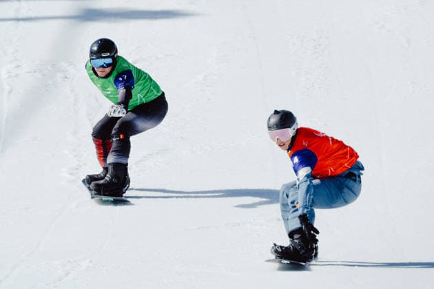 PARALYMPICS - Winter Paralympics Milano Cortina 2026 CORTINA D AMPEZZO,ITALY,08.MAR.26 - PARALYMPICS, SNOWBOARD - Paralympic Winter games, Winterspiele,Spiele, Summer games Milano Cortina 2026, Snowboard Cross. Image shows Oliver Dreier (AUT) and Niklas Lohne-Hansen (NOR).  GEPAxpictures xMaticxKlansek