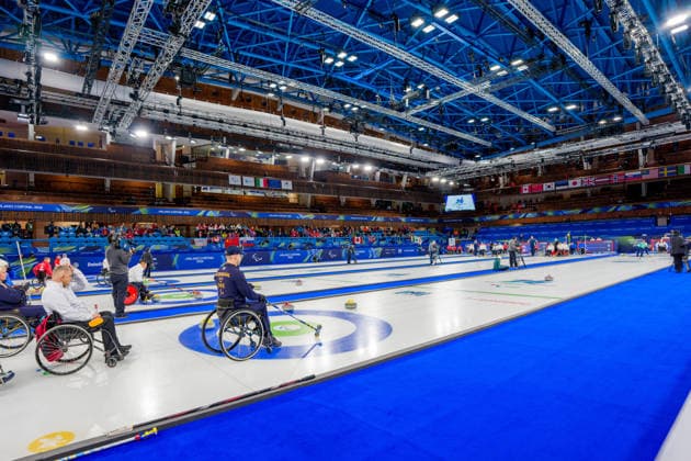 CORTINA, ITALIEN 20260308 Sveriges Viljo Pettersson Dahl, Rony Persson, Marcus Holm och Kristina Ullander under söndagens curlingmatch mixad mellan Sverige och Lettland i Paralympics pa Cortina Curling Olympic Stadium. CORTINA ITALIEN 2026 x10500x *** CORTINA, ITALY 20260308 Swedens Viljo Pettersson Dahl, Rony Persson, Marcus Holm and Kristina Ullander during Sundays mixed curling match between Sweden and Latvia in the Paralympics at Cortina Curling Olympic Stadium CORTINA ITALY 2026 x10500x  Copyright: xMagnusxLejhall ParasportxSverige xTTx PARALYMPICS 2026 CURLING