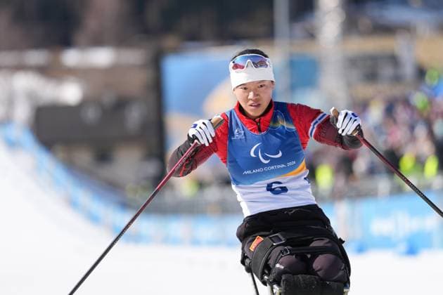 (260308) -- TESERO, March 8, 2026 -- Zhai Yuxin of China competes during the women s individual sitting final of para biathon at the Milan-Cortina 2026 Paralympic Winter games, Winterspiele,Spiele, Summer games in Tesero, Italy, March 8, 2026. ) (SP)ITALY-TESERO-PARALYMPIC WINTER GAMES-PARA BIATHLON-WOMEN S INDIVIDUAL SITTING LianxZhen 
