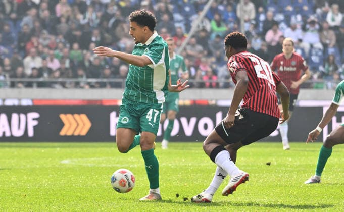 08 03 2026 Soccer Season 2025 2026 2 Soccer Bundesliga 25 Matchday Hannover 96 H96 SpVgg Greuther Fürth SGF Kleeblatt Sportfoto Zink xwoxzix DFL regulations prohibit any use of photographs as image sequences and or quasi video only for editorial use Sayfallah Ltaief 47, SpVgg Greuther Fürth Ime Okon 20, Hannover 96 H96