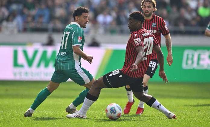 08 03 2026 Soccer Season 2025 2026 2 Soccer Bundesliga 25 Matchday Hannover 96 H96 SpVgg Greuther Fürth SGF Kleeblatt Sportfoto Zink xwoxzix DFL regulations prohibit any use of photographs as image sequences and or quasi video only for editorial use Sayfallah Ltaief 47, SpVgg Greuther Fürth Ime Okon 20, Hannover 96 H96