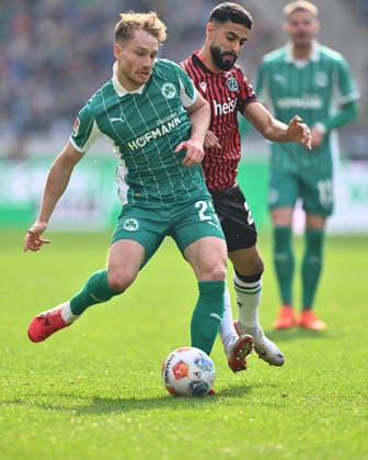 08 03 2026 Soccer Season 2025 2026 2 Soccer Bundesliga 25 Matchday Hannover 96 H96 SpVgg Greuther Fürth SGF Kleeblatt Sportfoto Zink xwoxzix DFL regulations prohibit any use of photographs as image sequences and or quasi video only for editorial use Jannik Dehm 23, SpVgg Greuther Fürth Elias Saad 24, Hannover 96 H96