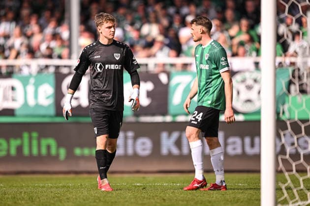 08 03 2026, Soccer, 2 Bundesliga, 25 Matchday Season 2025 2026, Preußen Münster Hertha BSC, Johannes Schenk Preußen Münster , Niko Koulis Preußen Münster xRHR PHOTO TKx Copyright: RHR-FOTOx RHR-FOTO TK