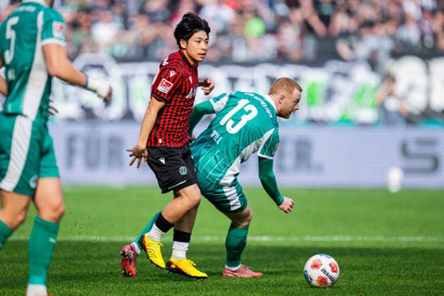 08 03 2026 Soccer, 2025 2026, 2 Bundesliga, 25 Matchday, Hannover 96 SpVgg Greuther Fürth L R Daisuke Yokota Hannover , Paul Will Fürth DFL REGULATIONS PROHIBIT ANY USE OF PHOTOGRAPHS AS IMAGE SEQUENCES AND OR QUASI VIDEO