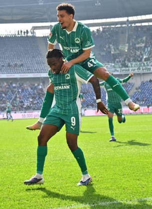 08 03 2026 Soccer Season 2025 2026 2 Soccer Bundesliga 25 Matchday Hannover 96 H96 SpVgg Greuther Fürth SGF Kleeblatt Sportfoto Zink xwoxzix DFL regulations prohibit any use of photographs as image sequences and or quasi video only for editorial use Torjubel Jubel Freude nach Treffer Tor Torschuß zum 0 1 durch Noel Futkeu 9, SpVgg Greuther Fürth Noel Futkeu 9, SpVgg Greuther Fürth Sayfallah Ltaief 47, SpVgg Greuther Fürth