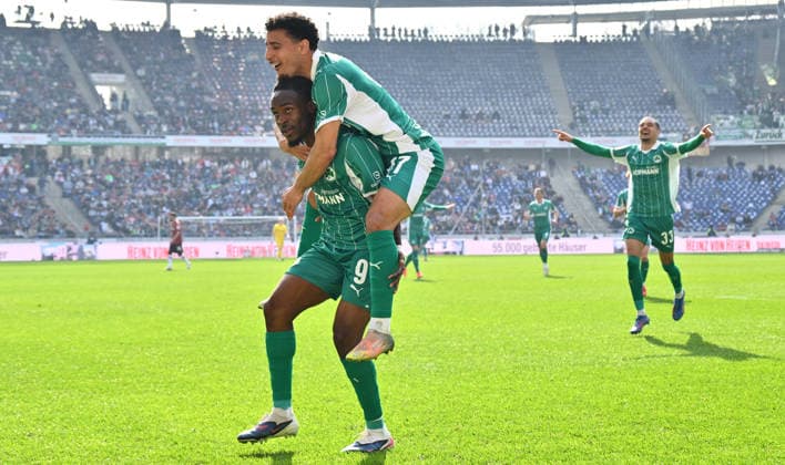 08 03 2026 Soccer Season 2025 2026 2 Soccer Bundesliga 25 Matchday Hannover 96 H96 SpVgg Greuther Fürth SGF Kleeblatt Sportfoto Zink xwoxzix DFL regulations prohibit any use of photographs as image sequences and or quasi video only for editorial use Torjubel Jubel Freude nach Treffer Tor Torschuß zum 0 1 durch Noel Futkeu 9, SpVgg Greuther Fürth Noel Futkeu 9, SpVgg Greuther Fürth Sayfallah Ltaief 47, SpVgg Greuther Fürth