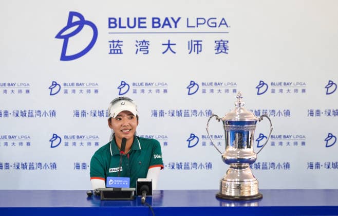 (260308) -- LINGSHUI, March 8, 2026 -- Lee Mi Hyang of South Korea speaks at the press conference, PK, Pressekonferenz after the fourth round of the Blue Bay LPGA, Golf Damen golf tournament in Lingshui, south China s Hainan Province, March 8, 2026. ) (SP)CHINA-HAINAN-LINGSHUI-GOLF-BLUE BAY LPGA (CN) YangxGuanyu 