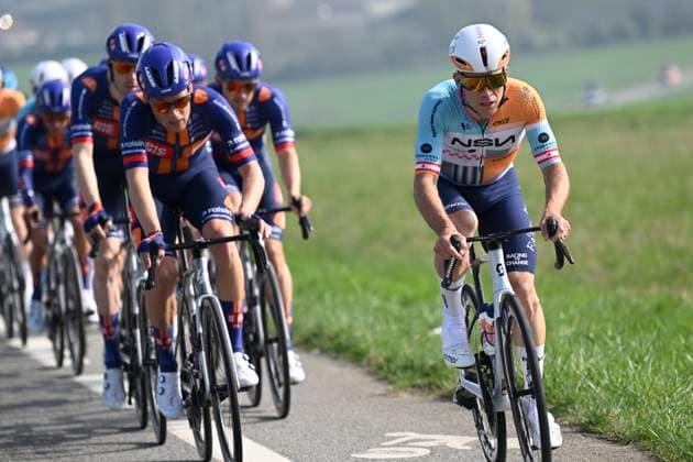 Paris Nice 2026 Stage 1 CARRIERES-SOUS-POISSY, FRANCE - MARCH 08 : Boivin Guillaume (CAN) of NSN Cycling Team during stage 1 of the 84th edition of Paris - Nice an UCI World Tour 2.UWT cycling road race stage for Men Elite of 171.2 km with start in Acheres and finish in Carrieres-sous-Poissy on March 8, 2026 in Carrieres-sous-Poissy, France, 08 03 2026 ( Motordriver Guy De Vuyst - Carrieres-sous-Poissy France  Copyright: xNicoxVereeckenx