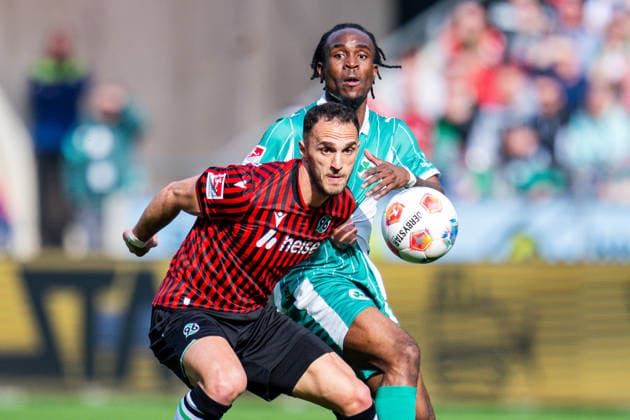 08 03 2026 Soccer, 2025 2026, 2 Bundesliga, 25 Matchday, Hannover 96 SpVgg Greuther Fürth L R Virgil GhiÈa Hannover , Sayfallah Ltaief Fürth DFL REGULATIONS PROHIBIT ANY USE OF PHOTOGRAPHS AS IMAGE SEQUENCES AND OR QUASI VIDEO