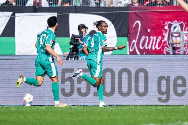 08 03 2026 Soccer, 2025 2026, 2 Bundesliga, Matchday 25, Hannover 96 SpVgg Greuther Fürth R Noel Futkeu Fürth celebrates after his goal to 0 1 with L Sayfallah Ltaief Fürth DFL REGULATIONS PROHIBIT ANY USE OF PHOTOGRAPHS AS IMAGE SEQUENCES AND OR QUASI VIDEO