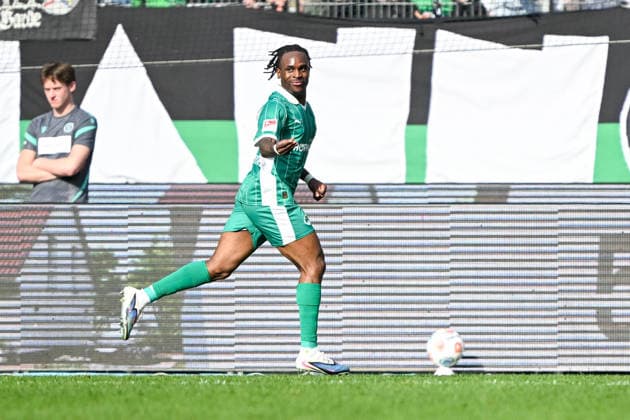 2 Bundesliga Hannover 96 SpVgg Greuther Fürth on 08 03 2026 at the HDI Arena in Hannover Cheering, goal celebration, goal scorer, goal scorer Noel Futkeu Fuerth cheers after his goal to 0 1 MT