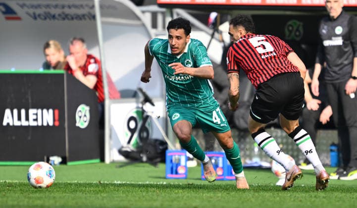 08 03 2026 Soccer Season 2025 2026 2 Soccer Bundesliga 25 Matchday Hannover 96 H96 SpVgg Greuther Fürth SGF Kleeblatt Sportfoto Zink xwoxzix DFL regulations prohibit any use of photographs as image sequences and or quasi video only for editorial use Sayfallah Ltaief 47, SpVgg Greuther Fürth Virgil Ghita 5, Hannover 96 H96