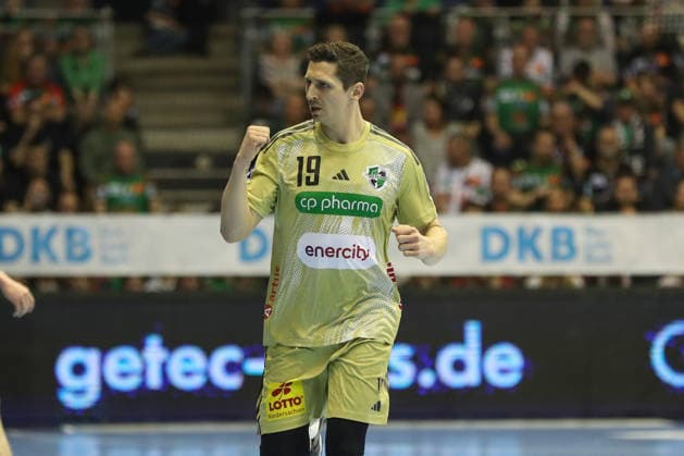 08 03 2026, xgox, Handball Daikin HBL SC Magdeburg TSV Hannover Burgdorf emspor, v l Marius Steinhauser Hannover, 19 Jubel, Torjubel, jubelt ueber das Tor, celebrate the goal, celebration Magdeburg