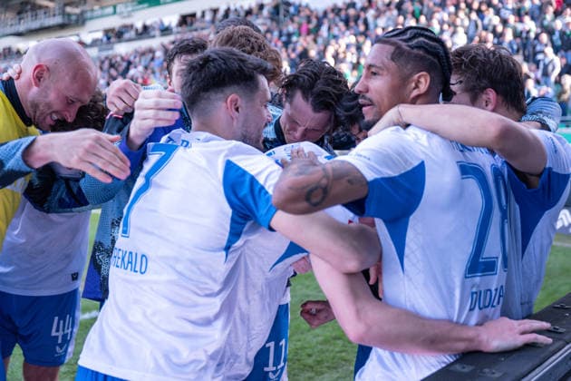 08 03 2026, Soccer, 2 Bundesliga, 25 Matchday Season 2025 2026, Preußen Münster Hertha BSC, Marten Winkler Hertha BSC is happy about the goal 1 2 with the team, xRHR PHOTO TKx Copyright: RHR-FOTOx RHR-FOTO TK