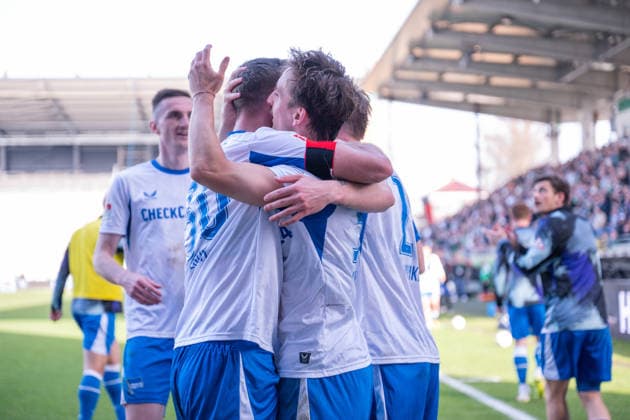 08 03 2026, Soccer, 2 Bundesliga, 25 Matchday Season 2025 2026, Preußen Münster Hertha BSC, Marten Winkler Hertha BSC is happy about the goal 1 2 with the team, xRHR PHOTO TKx Copyright: RHR-FOTOx RHR-FOTO TK