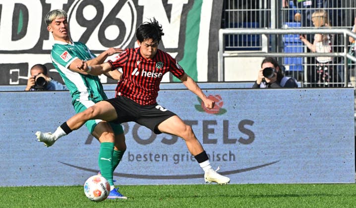 08 03 2026 Soccer Season 2025 2026 2 Soccer Bundesliga 25 Matchday Hannover 96 H96 SpVgg Greuther Fürth SGF Kleeblatt Sportfoto Zink MeZi xmexzix DFL regulations prohibit any use of photographs as image sequences and or quasi video only for editorial use Aaron Keller 16, SpVgg Greuther Fürth Hayate Matsuda 27, Hannover 96 H96, rechts