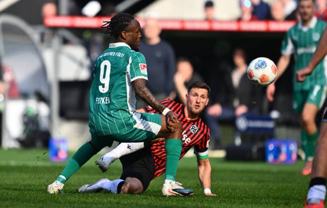 08 03 2026 Soccer Season 2025 2026 2 Soccer Bundesliga 25 Matchday Hannover 96 H96 SpVgg Greuther Fürth SGF Kleeblatt Sportfoto Zink xwoxzix DFL regulations prohibit any use of photographs as image sequences and or quasi video only for editorial use Noel Futkeu 9, SpVgg Greuther Fürth Enzo Leopold 8, Hannover 96 H96