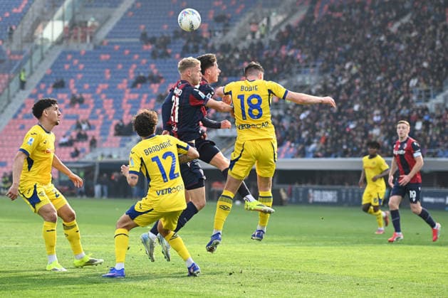 Jens Odgaard (Bologna Fc) in action during Bologna FC vs Hellas Verona FC, Italian soccer Serie A match in Bologna, Italy, March 08 2026  Copyright: xGianlucaxRicci IPAxSportx xipa-agency.netx xx IPA_72574028 IPA_Agency_IPA72574028