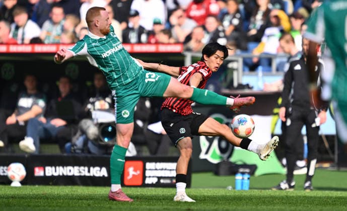 08 03 2026 Soccer Season 2025 2026 2 Soccer Bundesliga 25 Matchday Hannover 96 H96 SpVgg Greuther Fürth SGF Kleeblatt Sportfoto Zink xwoxzix DFL regulations prohibit any use of photographs as image sequences and or quasi video only for editorial use Paul Will 13, SpVgg Greuther Fürth Hayate Matsuda 27, Hannover 96 H96