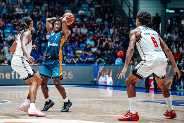 Isaiah Swope Skyliners Frankfurt, 01 , Demarcus Demonia Bamberg Baskets, 08 GER, Skyliners Frankfurt vs Bamberg Baskets, Basketball, easycredit BBL, Bundesliga, 23 Matchday, Season 2025 2026 08 03 2026 Eibner Pressefoto Attila Ziga GER, Skyliners Frankfurt vs Bamberg Baskets, Basketball, easycredit BBL, Bundesliga, 23 Matchday, Season 2025 2026 08 03 2026 Frankfurt am Main Copyright: xEibner-Pressefotox EP_AZA