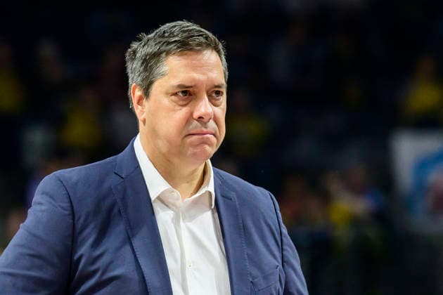 GER, Berlin, basketball, Alba Berlin vs Fitness First Wuerzburg Baskets, at the Max Schmeling Halle , BBL, pictured from left Sasa Filipovski Headcoach, Wuerzburg , March 8, 2026 Copyright: HMBxMedia UwexKoch