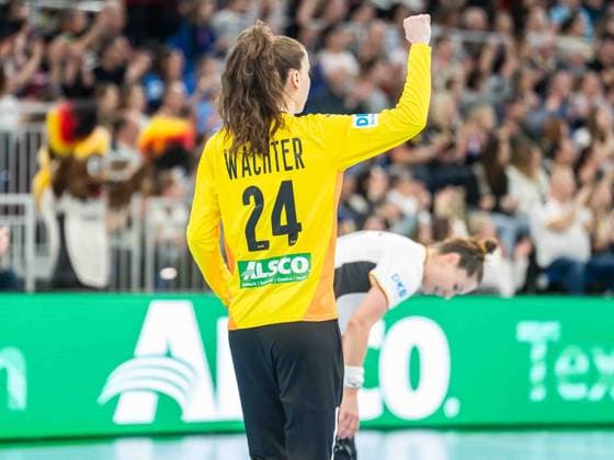 Sarah Wachter Germany, 24 clenches her fist, Germany vs Slovenia, handball, European Championship qualification, women, 2025 2026 season, 08 03 2026, Germany vs Slovenia, handball, European Championship qualification, women, 2025 2026 season, 08 03 2026 Heidelberg Copyright: xEibner-Pressefoto MichaelxSchmidx EP_MST