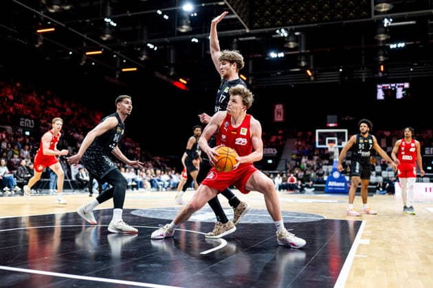 08 03 2026 Basketball Season 2025 2026 2 Bundesliga Pro A 26 Matchday Nuremberg Falcons Basketball Club NBC Tigers Tübingen ThHa xthxhax Tom Stoiber 28, Nuremberg Falcons BC NBC Lukas Milner 17, Tigers Tübingen
