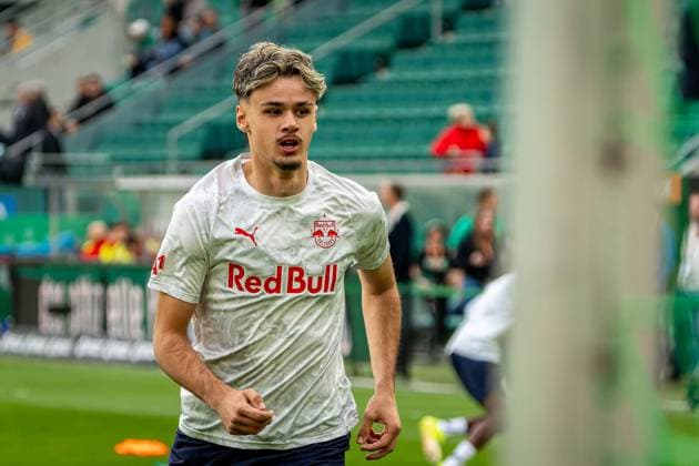 SOCCER - BL, Rapid vs RBS VIENNA,AUSTRIA,08.MAR.26 - SOCCER - ADMIRAL Bundesliga, SK Rapid Wien vs FC Red Bull Salzburg. Image shows Kerim Alajbegovic (RBS) during warm-up.  GEPAxpictures xKevinxHackner