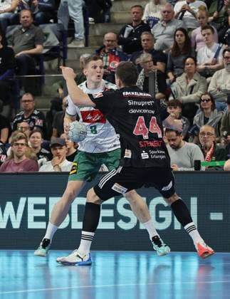 08 03 2026 Handball 1 Bundesliga DAIKIN HBL Season 2025 2026 24 Matchday HC Erlangen Metropolregion Nürnberg HCE GWD Minden DaMa xdaxmax Karolis Antanavicius 8, GWD Minden Christoph Steinert 44, HC Erlangen HCE