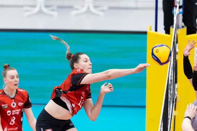 1 Volleyball Bundesliga Women Schwarz Weiss Erfurt vs Dresdner SC Erfurt 08 03 2026 Mette Marleen Pfeffer 12 Dresdner SC vs Isabel KovaÄiÄ‡ 11 Schwarz Weiss Erfurt above and Lena Linke 6 Schwarz Weiss Erfurt below both not in the picture 1 Volleyball Bundesliga Women Schwarz Weiss Erfurt vs Dresdner SC Riethsporthalle Erfurt 08 03 2026 Copyright: xBEAUTIFULxSPORTS Duehringx