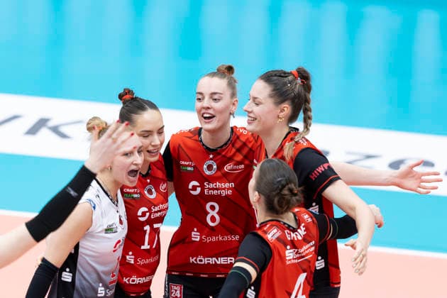 1 Volleyball Bundesliga Women Schwarz Weiss Erfurt vs Dresdner SC Erfurt 08 03 2026 Dresdner SC 1 Volleyball Bundesliga Women Schwarz Weiss Erfurt vs Dresdner SC Riethsporthalle Erfurt 08 03 2026 Copyright: xBEAUTIFULxSPORTS Duehringx