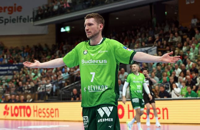 08 03 2026, xovx, Handball Daikin Handball Bundesliga, HSG Wetzlar MT Melsungen Dominik Mappes HSG Wetzlar disappointed, disappointed looking Wetzlar Buderus Arena Hessen Germany EN