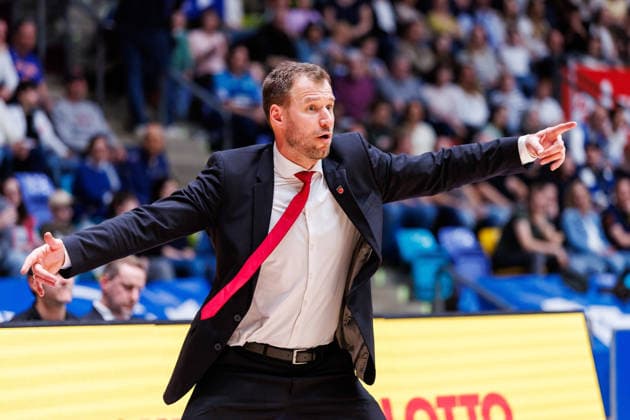 easycredit BBL, Frankfurt Skyliners BMA365 Bamberg Baskets, 08 03 2026 Head coach Anton Gavel BMA365 Bamberg Baskets on the sideline gesticulating wildly Game of the easycredit BBL Frankfurt Skyliners BMA365 Bamberg Baskets on matchday 23 of the 25 26 season in the Süwag Energie ARENA on 08 03 2026 Copyright: xBEAUTIFULxSPORTS Hahnex