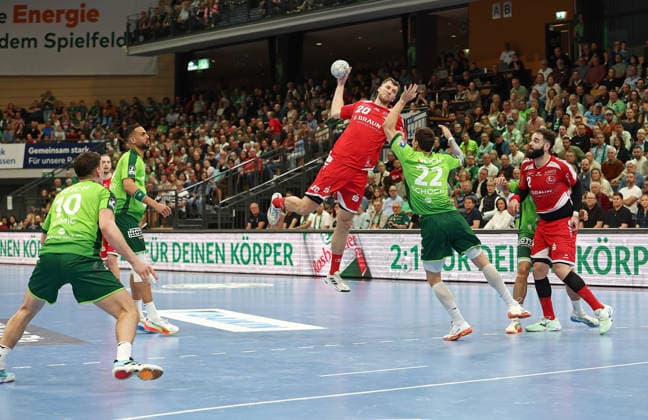 08 03 2026, xovx, Handball Daikin Handball Bundesliga, HSG Wetzlar MT Melsungen v l Josip Simic HSG Wetzlar , Philipp Ahouansou HSG Wetzlar , Uladzislau Kulesh MT Melsungen , Jona Schoch HSG Wetzlar , Ahmet Nafea HSG Wetzlar , Ruben Marchan MT Melsungen Wetzlar Buderus Arena Hessen Germany EN